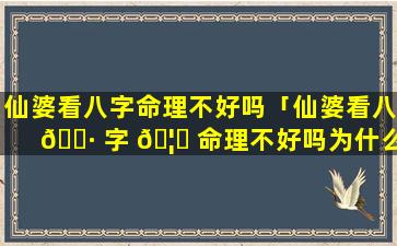 仙婆看八字命理不好吗「仙婆看八 🌷 字 🦊 命理不好吗为什么」